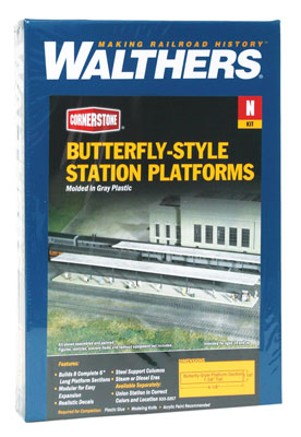 Walthers Cornerstone 933-3258 | Butterfly-Style Station Platforms - Modern Canopy Shelter Kit | HO Scale
