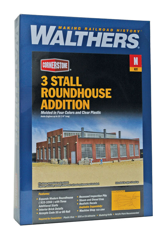 Walthers Cornerstone 933-3261 | Modern Roundhouse 3 Add-On Stalls - Building Kit | N Scale