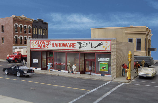 Walthers Cornerstone 933-3465 Glover Park Hardware HO Scale - assembled storefront model
