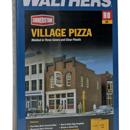 Walthers Cornerstone 933-3469 Village Pizza HO Scale building kit - box showing assembled model