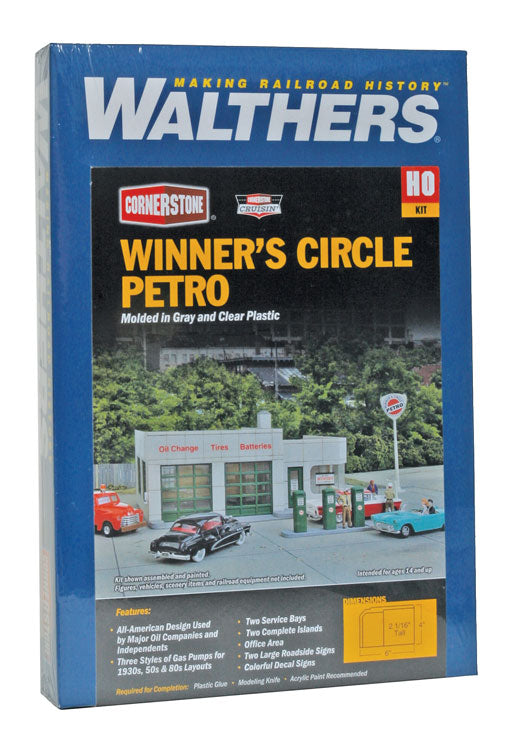 Walthers Cornerstone 933-3479 Winner's Circle Petro Gas Station Kit HO Scale - box front
