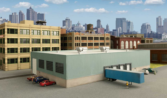 Walthers Cornerstone 933-3856 Modern Transload Terminal N Scale - assembled model with truck dock