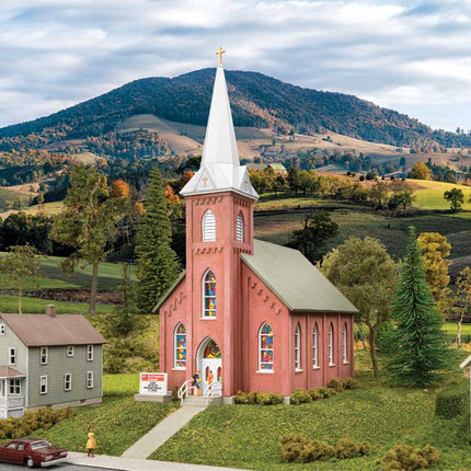 Walthers Cornerstone 933-3858 | Brick Church - Plastic Building Kit | N Scale