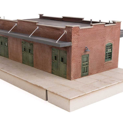 Walthers Cornerstone Vintage Brick Warehouse HO scale model, showing authentic brick design and factory features.