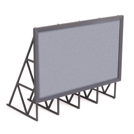 HO scale plastic billboard model with a gray surface and support frame for model train layouts.