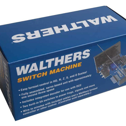Walthers Controls 942-101 switch machine box featuring DCC-compatible turnout control for HO, N, and S scales.