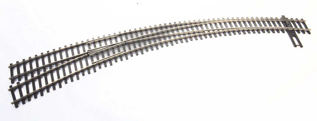 WalthersTrack 83061 Code 83 Nickel Silver DCC-Friendly Curved Turnout - 20 and 24" Radii Left Hand HO scale