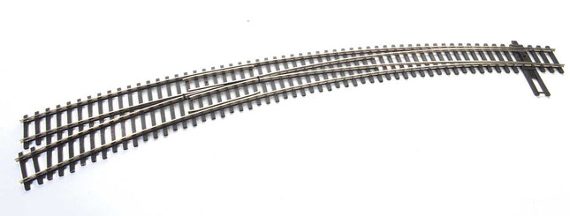 WalthersTrack 83063 Code 83 Nickel Silver DCC-Friendly Curved Turnout - 24 and 28" Radii Left Hand HO scale