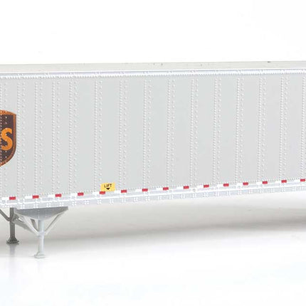 Walthers SceneMaster 949-2256 | 48' Stoughton Trailer 2-Pack - United Parcel Service (Modern Shield Logo, gray, brown, yellow) - Assembled | HO Scale