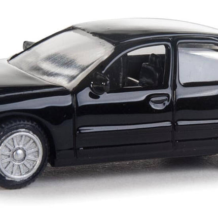 Walthers HO scale Ford Crown Victoria Police Interceptor in unmarked black, ideal for model city layouts and patrol scenes.