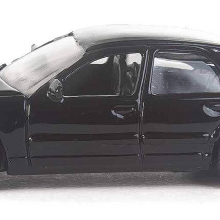 Walthers HO scale unmarked black Ford Crown Victoria Police Interceptor model vehicle side view
