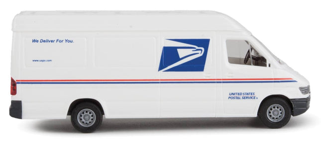 Walthers SceneMaster 949-12208 | Delivery Van - United States Postal Service (white, blue, red; "We Deliver For You" Slogan) - Assembled | HO Scale