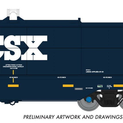 Rapido 1128001A HO scale Greenbrier transverse coil car in CSX blue