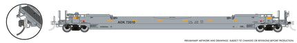 Rapido 1132301 HO scale 53' Husky-Stack well car with working FRED EOT, Arkansas-Oklahoma AOK #73551