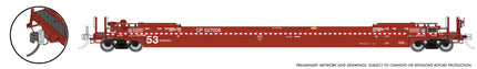 Rapido 1132302 HO scale 53' Husky-Stack well car with working FRED EOT, Canadian Pacific #527072