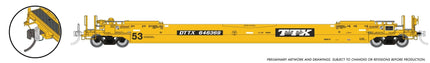Rapido 1132304 HO scale 53' Husky-Stack well car with working FRED EOT, TTX as-delivered #645679
