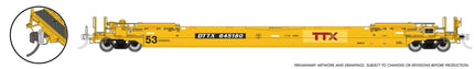 Rapido 1132305 HO scale 53' Husky-Stack well car with working FRED EOT, TTX patched logo #646033