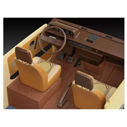 Interior view of Revell's 1/25 scale VW Vanagon model, featuring detailed dashboard and seats.