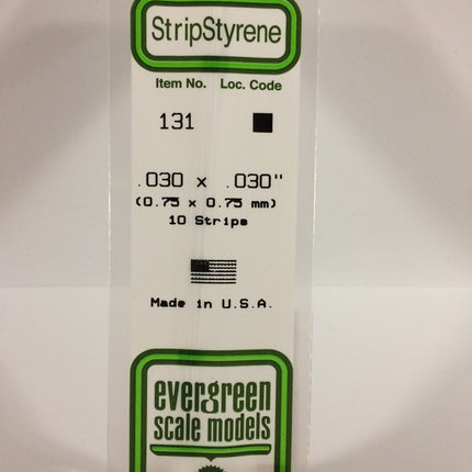 Evergreen 131 .030" x .030" White Styrene Strip All Scales - package