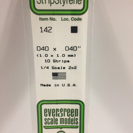 Evergreen 142 .040" x .040" White Styrene Strip All Scales - package