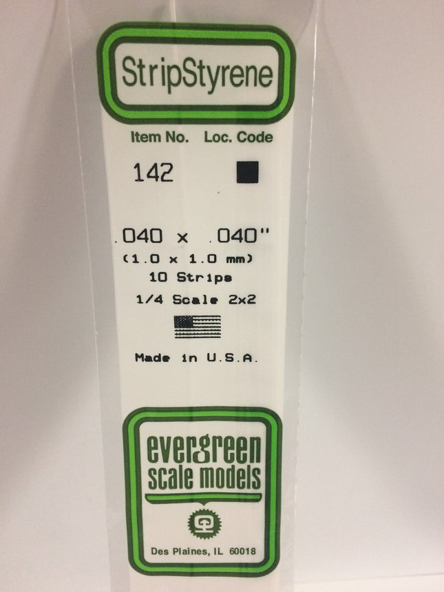 Evergreen 142 .040" x .040" White Styrene Strip All Scales - package