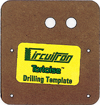 Circuitron 800-6190 Tortoise Drilling Template shown for model train building, featuring precision holes for easy installation.