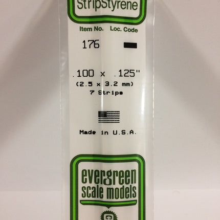 Evergreen 176 .100" x .125" White Styrene Strip All Scales - package