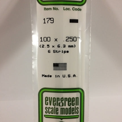 Evergreen 179 .100" x .250" White Styrene Strip All Scales - package