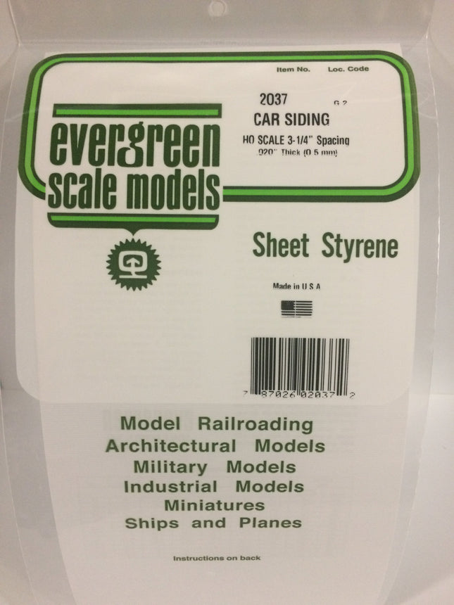 Evergreen 2037 .037" White Styrene HO Scale Freight Car Siding HO Scale - package