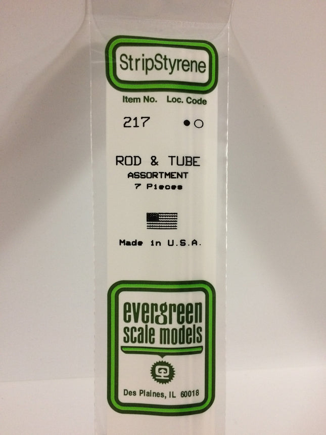 Evergreen 217 White Styrene Rod and Tube Assortment All Scales - package