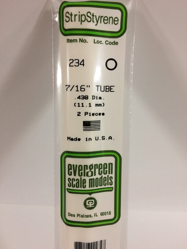Evergreen 234 .438" (11.1mm) OD White Styrene Tubing All Scales - package