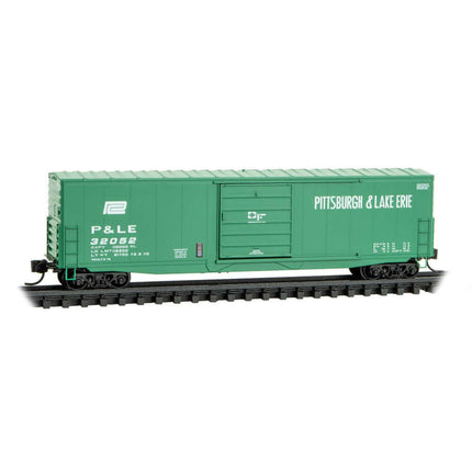 Micro-Trains P&LE Penn Central 50' Boxcar #32052 in green livery for N Scale model trains.