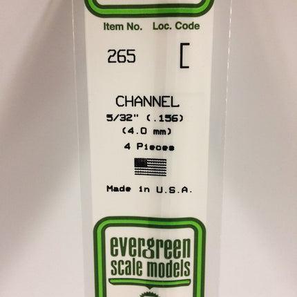 Evergreen 265 .156" (3.2mm) White Styrene Channel All Scales - package