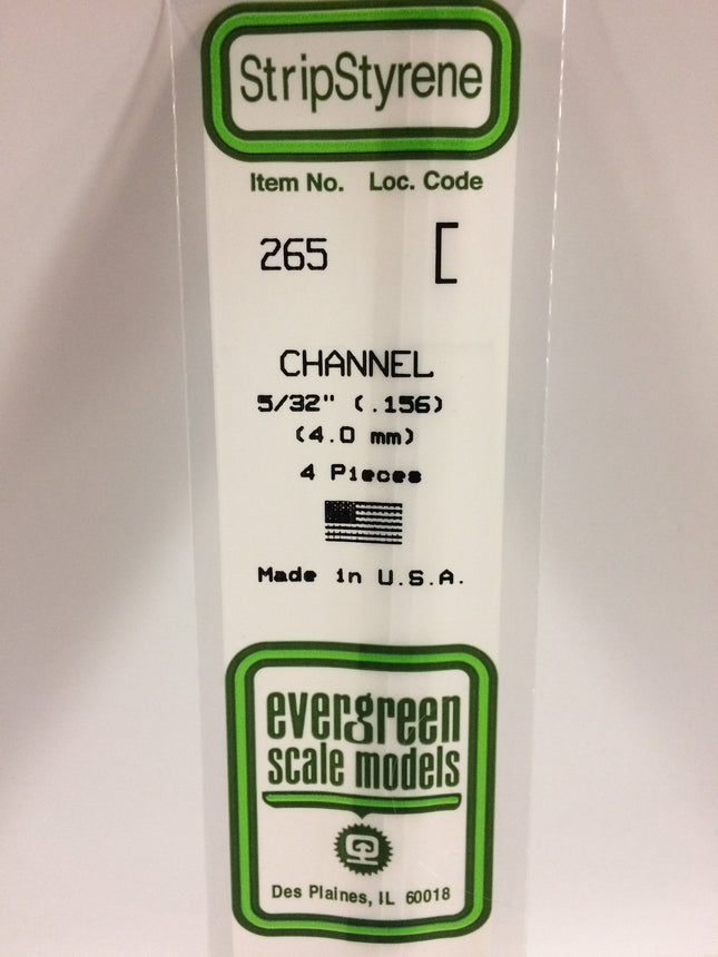 Evergreen 265 .156" (3.2mm) White Styrene Channel All Scales - package
