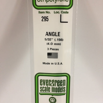 Evergreen 295 .156" (4.0mm) White Styrene Angle All Scales - package