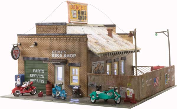 Woodland Scenics BR5045 Deuce's Bike Shop Built-&-Ready HO scale structure - assembled model