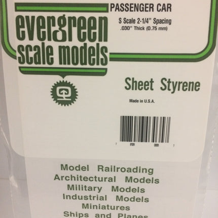 Evergreen 3035 .035" White Styrene Passenger Car Siding All Scales - package