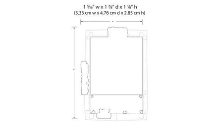 Diagram of Woodland Scenics Cozy Cabin dimensions in N Scale with measurements in inches and centimeters displayed.