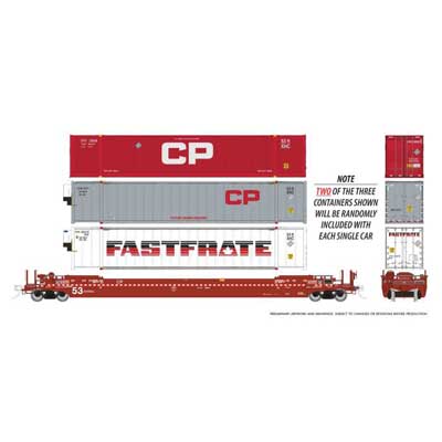 Rapido 1132004A HO scale 53' Husky-Stack Well Car w/2 Containers, Canadian Pacific