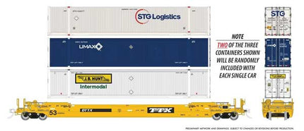 Rapido 1132006A HO scale 53' Husky-Stack Well Car w/2 Containers, TTX