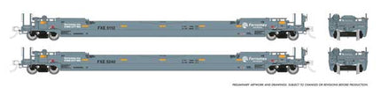 Rapido 1132503A HO scale 53' Husky-Stack Well Car Only, 2-pack, Ferromex