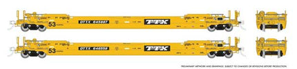 Rapido 1132504A HO scale 53' Husky-Stack Well Car Only, 2-pack, TTX