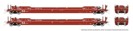 Rapido 1132502A HO scale 53' Husky-Stack Well Car Only, 2-pack, Canadian Pacific