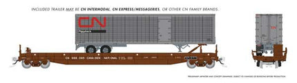 Rapido 1130501A HO scale Vancouver Iron Works Piggyback Flatcar w/45' Trailer, Canadian National