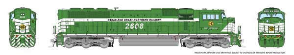 Rapido 1048539 HO scale EMD SD70MAC, Texas & Great Northern #2608