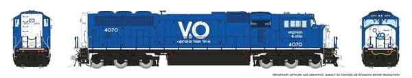Rapido 1048036 HO scale EMD SD70MAC, Virginian & Ohio #4070