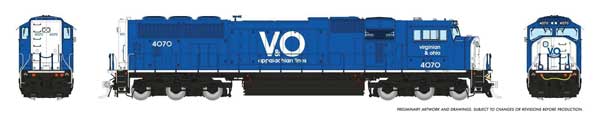 Rapido 1048037 HO scale EMD SD70MAC, Virginian & Ohio #4081
