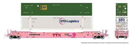 Rapido 1132001 HO scale 53' Husky-Stack Well Car w/2 Containers, TTX