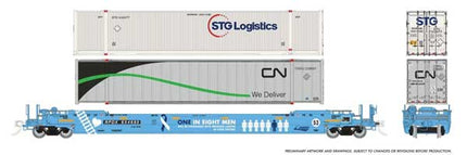 Rapido 1132002 HO scale 53' Husky-Stack Well Car w/2 Containers, RPDX