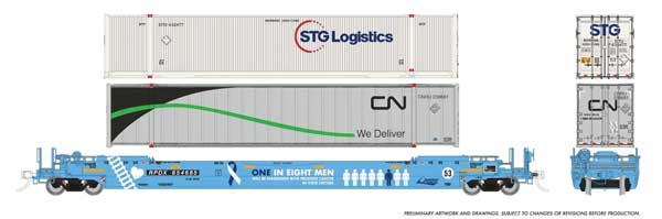 Rapido 1132002 HO scale 53' Husky-Stack Well Car w/2 Containers, RPDX